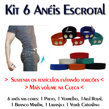 Kit 6 Anéis Escrotal com 3 Medidas de Ajuste Cuecas SexLord Underwear