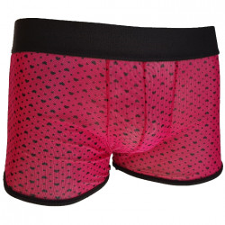 Cueca Boxer em Tule Transparente Rosa com Corações Preto Cuecas SexLord Underwear