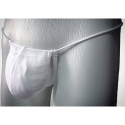 Cueca Fio Dental Tapa Sexo Transparente com Elástico Roliço em Tule Branco Ajustável e Respirável Cuecas SexLord Underwear