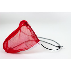 Cueca Fio Dental Transparente com Elástico Roliço em Tule Vermelho Ajustável e Respirável Cuecas SexLord Underwear