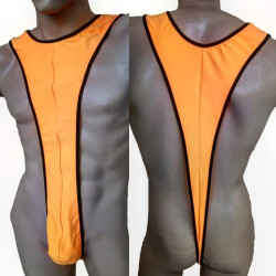 Cueca Strap Sexy Bodysuit com Suspensórios Fio Dental Laranja Cuecas SexLord Underwear