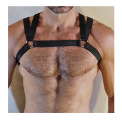 Arnes Bondagem Ombro Peito com 3 Argolas Harness Meaning Fetiche Gay Masculino Preto Cuecas SexLord Underwear