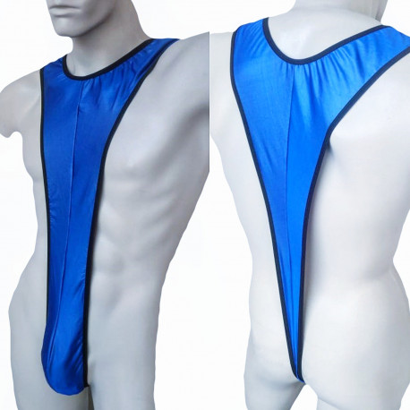 Cueca Strap Sexy Bodysuit com Suspensórios Fio Dental Cirre Azul Cuecas SexLord Underwear