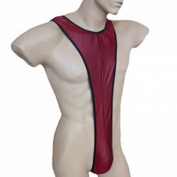 Cueca Strap Sexy Bodysuit com Suspensórios Fio Dental Cirre Marsala Cuecas SexLord Underwear